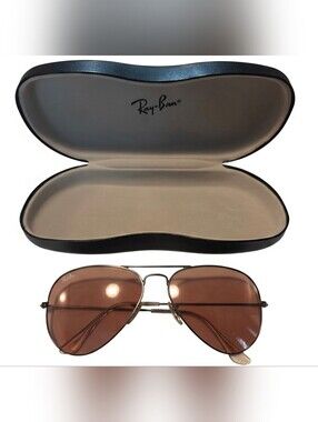 Ray-Ban RB3025 Pink Aviator Sunglasses With Black Leather Case